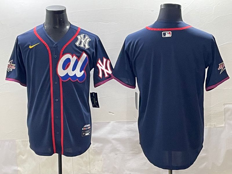 Men 2025 New York Yankees Blank Drak Blue All star Blank Blue Nike MLB Jersey style 3->new york yankees->MLB Jersey